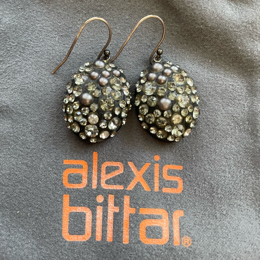 Alexis Bittar black lucite crystal-studded earrings